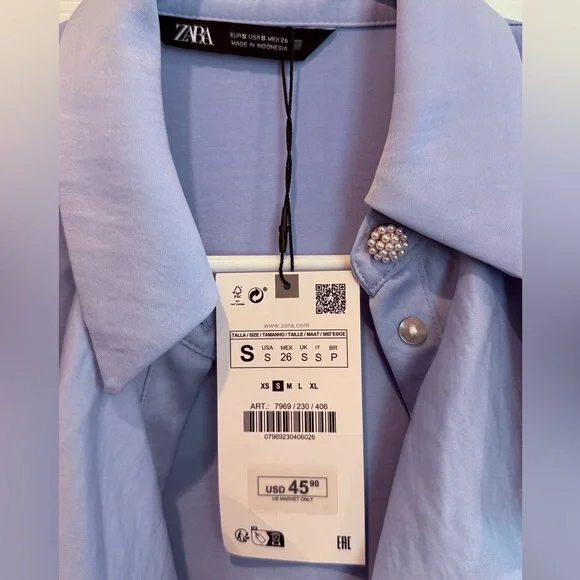 Zara Soft Blue Ruffle Blouse - Picture 3 of 5